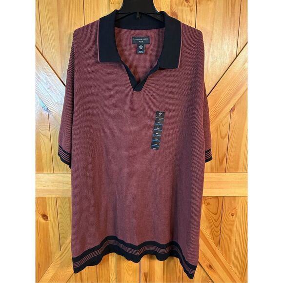 Shaquille O'Neal XLG Ribbed Big and Tall Mens Classic Fit Short Sleeve Polo 4XL - Picture 1 of 4